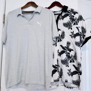Men's 2-Polos, PUMA Gray Performance Lightweight and Express; Both XL
